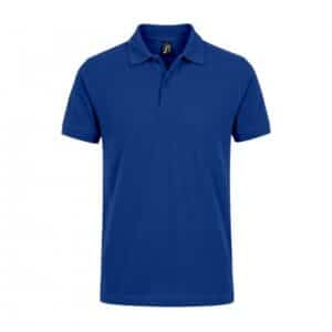 Polo bleu roi classique à manches courtes pour homme avec col boutonné.