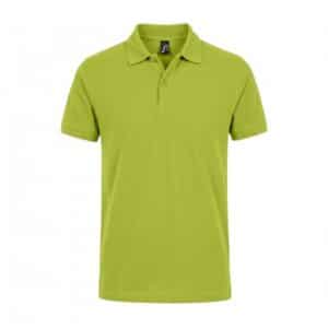 Polo homme vert pomme à manches courtes avec col classique boutonné.