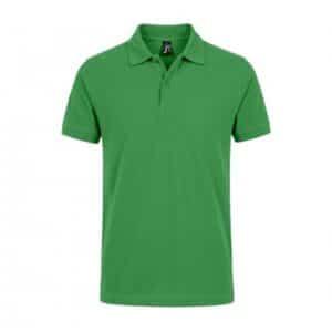 Polo vert à manches courtes pour homme avec col classique et patte de boutonnage.