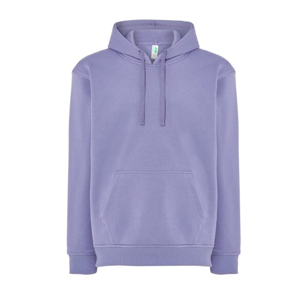 Sweat à capuche lavande unisexe avec poche kangourou et cordons, marque JHK. Design minimaliste et décontracté.