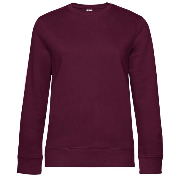 Sweatshirt bordeaux classique à col rond, manches longues et finitions côtelées confortables.