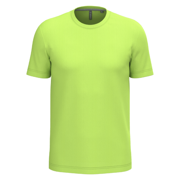 T-shirt Kariban vert pomme fluo à manches courtes, col rond, taille L, design sobre et dynamique.