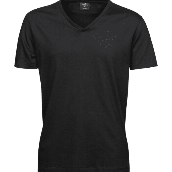 T-shirt noir Tee Jays Softee à col en V, coupe ajustée en coton de qualité.