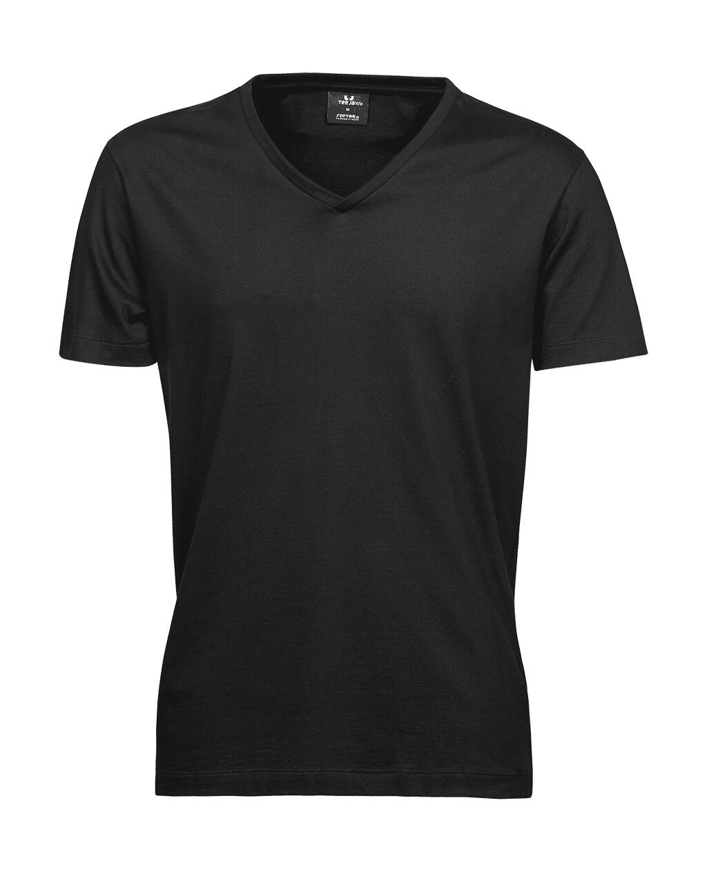 T-shirt noir Tee Jays Softee à col en V, coupe ajustée en coton de qualité.